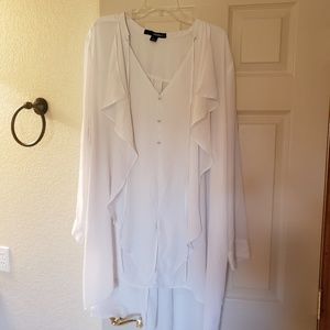 Denim 24/5 sheer white tunic blouse